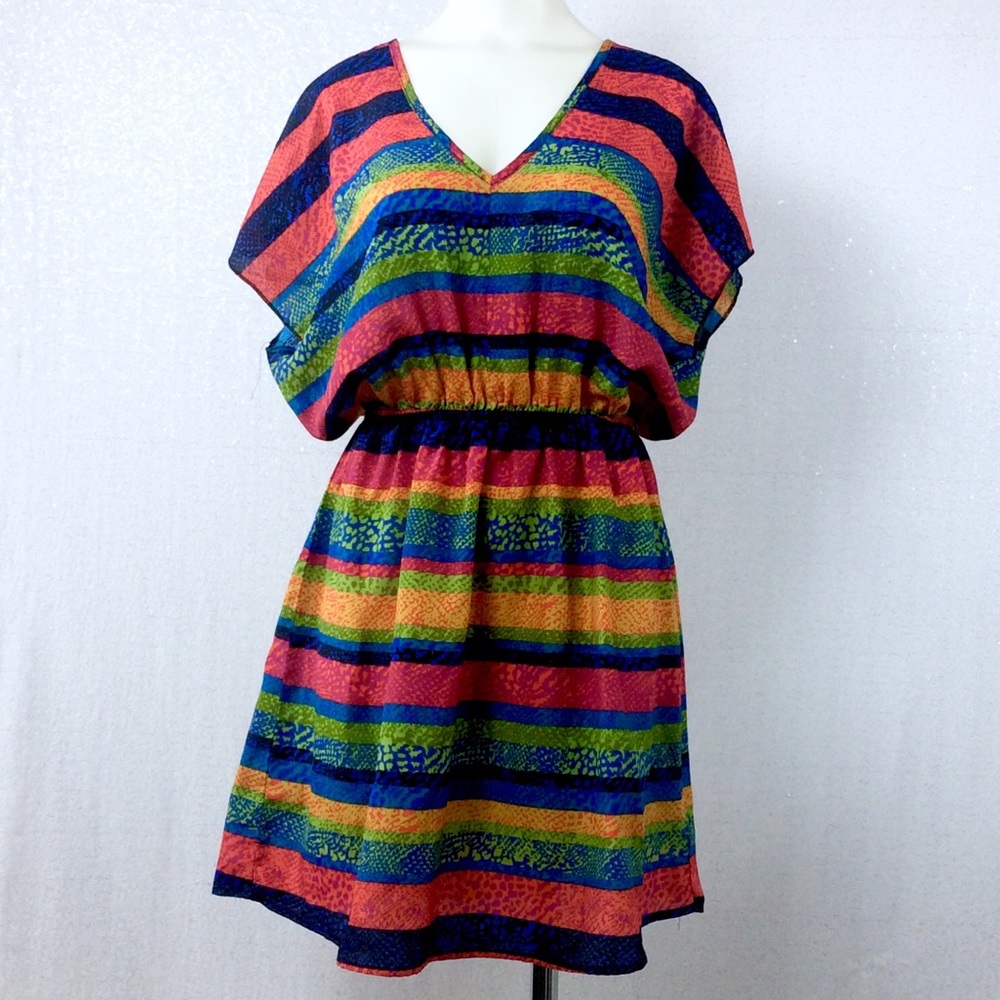 Derek Heart Dress Multicolored Open Back sz M